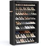 SONGMICS Shoe Rack, 9 Tier Shoe Organizer with Nonwoven Fabric Cover, Shoe Storage Shelf for 40-50 Pairs of Shoes, Entryway, Suitable for Sneakers, High Heels, Flats, and Boots, Black URXJ36HV1