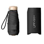 Happitol Compact Pocket Umbrella for Sun Protection & Rain, 3 Fold UV Umbrella, Mini Travel Umbrellas for Men & Women, Lightweight Foldable Umbrellas for Bag, Purse & Daily Outdoor Use (Black)