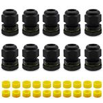 10 PCS Cable Glands, HUYU Waterproof IP68 Cable Glands Connectors M20 for 5-9mm 9-12mm Cable Diameter Nylon Plastic Cable Gland Joints for Home/Garden/Outdoor Lighting