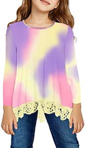 storeofbaby Girls Tops Casual Cute Tie Dye Long Sleeve Crewneck Tee Shirts Blouses
