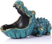 oliruim Alligator Statue Key Bowl, Fun Animal Statue Candy Dish for Entryway Decorative Bowl, Office Candy Dish, Big Mouth Sculpture Home Living Room Trinket Container Storage Box (Green)