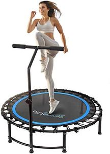 SereneLife Fitness Exercise Rebounder Mini Trampoline - 48' Inch Hexagonal Jump Exercise Equipment - Adults Rebounders - With Bar Handle - Black