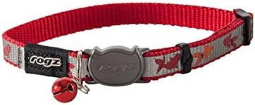 Rogz Reflectocat Safeloc Cat Collar Red Small with Variable Load Safety Release Buckle