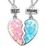 MTLEE Alloy Friendship Necklaces for 2 Girls Split Heart Mermaid Tail Pendant Bff - 18 inches/ 45 cm - 2 Pieces