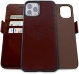 Dreem Fibonacci 2-in-1 Wallet-Case for Apple iPhone 13 Pro Max - Luxury Vegan Leather, Magnetic Detachable Shockproof Phone Case, RFID Card Protection, 2-Way Flip Stand - Coffee