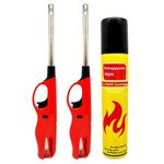 Eshoppyzon Refillable Adjustable Flame Kitchen Gas Stove Lighter Combo Pack of 2 with Refillable Bottle