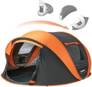 EchoSmile Instant Pop Up Tent,4-6 Person CampingTent,Waterproof Sunshade Family Tent,Portable Lightweight Dome Tent for Outdoor Beach Camping,Hiking&Travel (Black&Orange(5-8 Person)