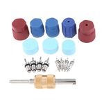 gohantee 17Pcs Air Conditioning Valve Cap Air Conditioner Valve Core Romver Tool Kit for A/C R12 R134a Refrigeration, Valve Stem Core Rmover Tool HVAC System Seal Caps Kit