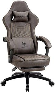 Dowinx Gaming Chair Breathable PU Leather Gamer Chair with Pocket Spring Cushion, Ergonomic Computer Chair with Massage Lumbar Support,Adjustable Swivel Task Chair with Footrest(Brown)