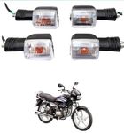 Splendor indicator Front, Rear Fluorescent Indicator Light for Hero, Honda Splendor Plus, Splendor NXG, Splendor, Super Splendor (White Colour), Halogen (SET OF 4)