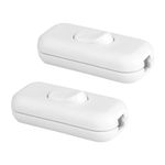 2 Pack White Torpedo Switch, Double Pole Switching, 250V, 6Amp, Inline Switch Accepts 2 or 3 Core Round or Flat Wire, for Desk Lamp/Light/Bulb Switch