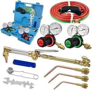 AWLOLWA Upgraded Oxygen & Acetylene Gas Cutting Torch and Welding Kit, Medium Duty Cutting Torch Welding Kit