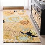 Safavieh Four Seasons Collection FRS472A Hand-Hooked Taupe and Multi Indoor/ Outdoor Runner, 2 feet by 6 feet (2' x 6')