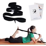 Slim Panda Stretching Strap with 10 Loops for Stretching, Pilates, Leg Stretch, Non-Elastic Yoga Strap with Exercise Guide Book, Yoga Stretch Strap for Physical Therapy, Flexibility, Gymnastics