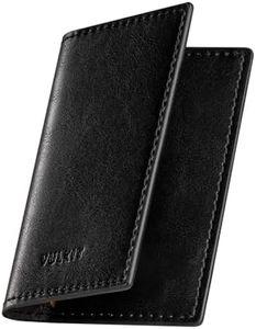 VULKIT Leather Business Card Holder 2 Sided Slim Business Name Card Organizer for Men or Women, Up to hold 20 cards(Vintage Black)