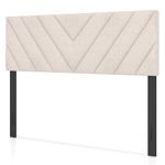 Giantex Linen Upholstered Headboard, Adjustable Width Button Tufted Headboard Only with Solid Wood Legs, Attach Frame, Rectangular Headboard for Queen Full Size Bed, Beige