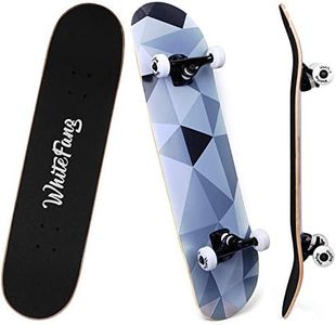 WhiteFang Skateboard 31 x 7.88 Skateboard Complete, 7 Layer Canadian Maple Double Kick Concave Standard and Tricks Skateboards for Beginners and Pro (Diamond)