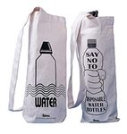 Arka Home Products Water Bottle Bags, Bottle Holder, Bottle Sling Bag, Bottle Carrier, Water Bottle Sling Bag Eco-Friendly, Washable, Reusable - Set Of 2, Off-White - Canvas, 1 L