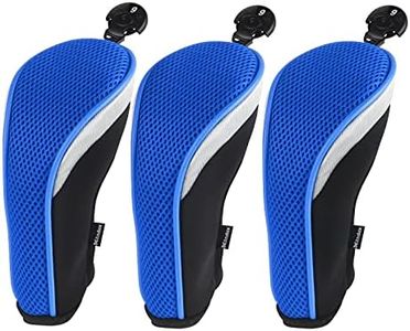 Andux Golf Hybrid Club Head Covers with Dial No. Tag Pack of 3 (All The Same Size) Black/Blue