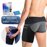 Always Ready Groin Support with Hot & Cold Gel Pack for Thigh, Hip, Hamstring, Strains, Sprains, Pain Relief, Sciatic Nerve Pain, Adjustable Compression Wrap, Men & Women (M-XXL)