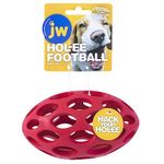 JW Hol-ee Roller Dog Toy Treat Ball American Football Shaped Durable Rubber Dog Ball, Chew Treat Dispensing Ball - Medium