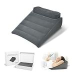 Inflatable Bed Wedge Pillow-Fast Inflating/Deflation Valve-Portable Travel Leg Elevation,Adjustable Incline Pillow for Back Support,Sleeping, Acid Reflux,Snuoring,Footrest(Included Pillow)…