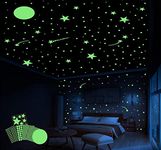 Dreamkraft Decorative Glowing Stickers One Moon with Assorted Size Circles and Stars Made with Radium Vinyl, 25CMx24CM Size