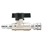 MTM Hydro Veloci 3/8" Plated Brass Ball Shut Off Flow Control Valve with Stainless Steel Quick Couplers for Pressure Washer Attachments and Spray Guns, High Pressure, 3000 PSI