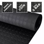 Trident Checker Rubber Flooring 3mm Thick Non Slip Mats For Camper Van, Anti Slip Matting Roll For Shed, Gym, Garage & Workshop. Black Non slip Matting Roll, Length: 0.5M