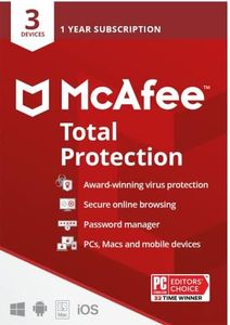 McAfee Total Protection | 3 Device | Antivirus Internet Security Software | VPN, Password Manager, Dark Web Monitoring | 1 Year Subscription | Key Card