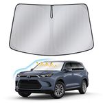 Windshield Sun Shade for Toyota Grand Highlander 2024 — Upgraded Nano Materials Front Window Shade Cover for Grand Highlander Accessories, Foldable Windshield Sunshade UV Rays Protector