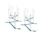 Cool Runners Adjustable Set of 12 Agility Weave Poles with Grass Stakes, White