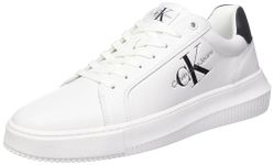 Calvin Klein Men's Leather Chunky Cupsole Trainers, White (Bright White/Black), 10