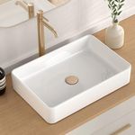 KES Bathroom Vessel Sink 20 Inch Above Counter Rectangular White Ceramic Countertop Sink for Cabinet Lavatory Vanity, BVS123S50