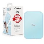 Canon Ivy 2 Mini Photo Printer (Mini Blue), Bluetooth Portable Smartphone Printer for iOS & Android, Bundle with 110 Zink Sticky-Back Photo Prints, LED Light Bar, Protective Case & USB Cable