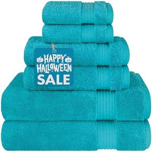 Cotton Paradise 6 Piece Towel Set 100% Cotton Soft Absorbent Turkish Towels for Bathroom 2 Bath Towels 2 Hand Towels 2 Washcloths, Aqua Blue Towel Set