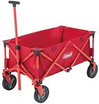 Coleman Collapsible Camping Wagon, Foldable Pull Wagon, 4 Wheel Festival Trolley, Portable Hand Cart, Red, 106 x 53 x 100 cm