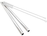 Super Big Drinking Straws Set 12" Extra Long 1/2" Extra Wide Reusable 304 Food-Grade 18/8 Stainless Steel for Frozen Drinks Boba Bubble Tea Smoothies and Shakes - Set of 2 with 2 Cleaning Brushes