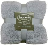 Brentfords Teddy Fleece Blanket Large Throw Over Bed Plush Super Soft Warm Sofa Bedspread, Silver Grey - 150 x 200 cm