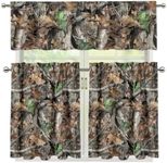 ZFRXIGN Camo Curtain and Valances Set 3 Pack Farm Short Curtain for Living Room Bedroom Office Cafe Home Decor 54 Inch Window Treatments Drapes Tiers Hunting Forest Tree Branch Brown S