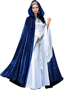 JEGERMIG Women‘s Full Length Witch Cloak Character Velvet Cape Fancy Cosplay Costume Blue