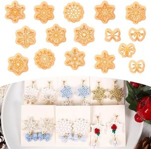 Puocaon Snowflake Polymer Clay Cutters - 16 Pcs Christmas Clay Cutters for Polymer Clay Jewelry Earrings Bow Winter Snow Christmas Holiday