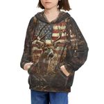 Uourmeti Fashion Hoodies for Teen Girls Boys Pullover Sweatshirts Sports Shirt, American Flag Camo Deer, 8-11 Years