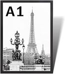 Stunning Large A1 Photo Poster Certificate Frame (59.4 x 84.1 cm) with Backboard and Styrene Included for Portrait and Landscape Display Wall Hanging -Black
