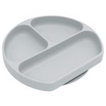 Bumkins Silicone Grip Dish, Suction Plate, Divided Plate, Baby Toddler Plate, BPA Free, Microwave Dishwasher Safe – Gray