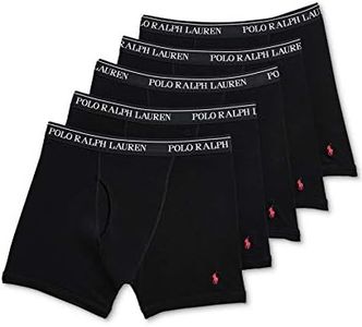 RALPH LAUREN POLO Classic Fit Boxer Briefs - 5 Pack (Black), Black, Large