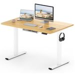 FLEXISPOT Electric Height Adjustable Standing Desk 120 * 60cm Sit Stand Desk Adjustable Desk Stand Up Desk with Backpack Hook Memory Smart Pannel EF1 SERIES(White Frame+Maple Desktop)