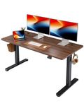 FEZIBO Height Adjustable Standing Desk, 55 x 24 Inches Electric Stand Up Table, Sit Stand Home Office Desk, Black Frame/Black Walnut Top