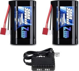Zeee 2S Li-ION Batterie 7.4V 3000mAh avec Deans Connector Batterie RC Rechargeable Compatible avec Voiture RC Haute Vitesse 4WD Voiture RC à l'échelle 1/16 Bateau RC Camions RC (2pcs)