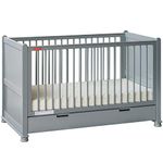 Fisher-Price Georgia Wooden Baby Crib Cum Toddler Bed (Grey, Without Mattress)